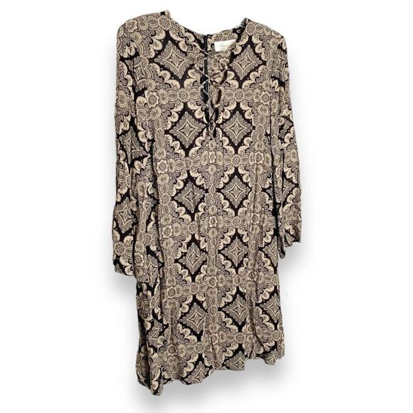 Zimmermann Women's Mini Shift Geometric Pattern Dress Sz 1 Lace Up Front Viscose - Picture 6 of 16